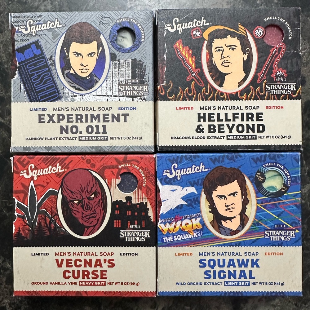Dr Squatch Stranger Things soap 4 pack NEW LID